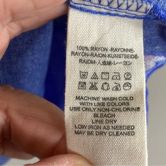 Free People Sz M Jemma Vibrant Blue Floral Open Back Tie Neck Mini Dress - Picture 5 of 14